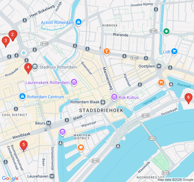 Route map for Rotterdam Nightlife & Neon Lights