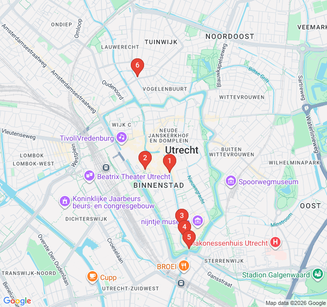 Route map for Flavors of the Oudegracht and Twijnstraat