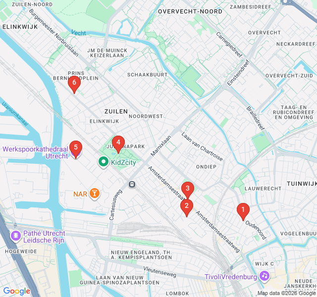 Route map for Urban Murals of the Amsterdamsestraatweg