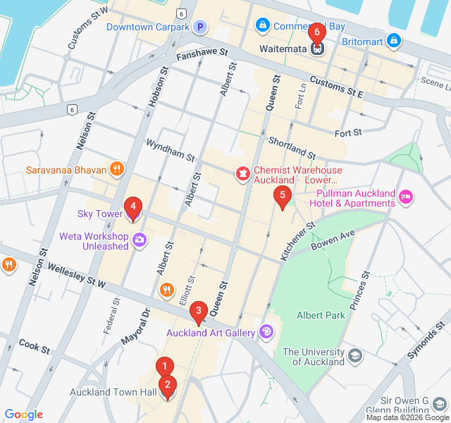 Route map for The Civic and the Sky: CBD Architecture Trail