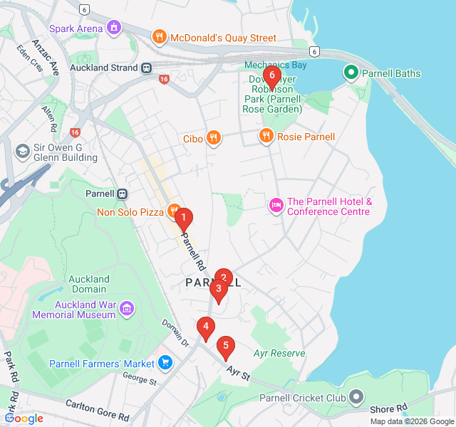 Route map for Parnell Village: Rose Gardens and Colonial Charm