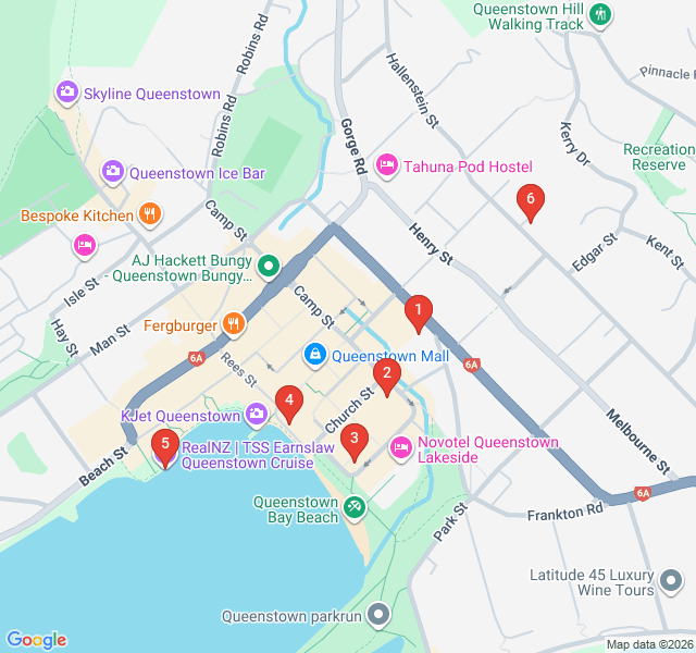 Route map for Queenstown Gold and Pioneers Heritage Walk