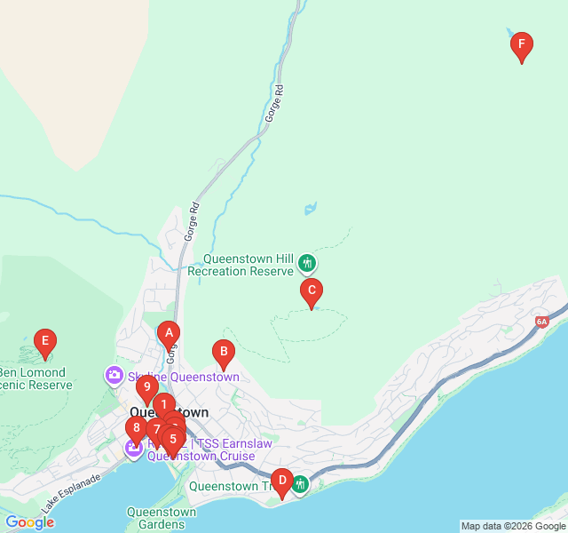 Route map for Queenstown Hill: The Basket of Dreams