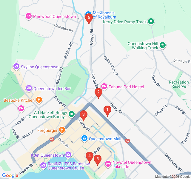 Route map for Queenstown’s Creative Pulse: Art and Galleries