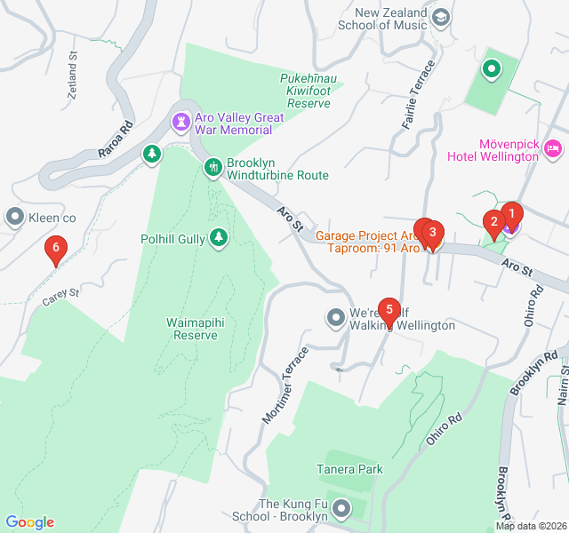 Route map for Aro Valley: Cottages & Counter-Culture