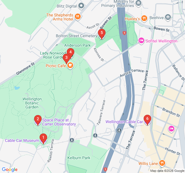 Route map for Botanic Bliss & The Cable Car Ride