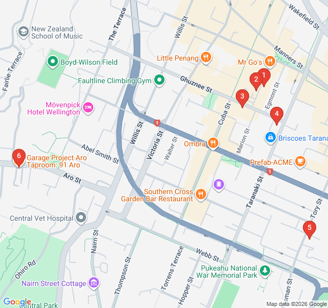 Route map for The Capital Coffee & Craft Beer Trail