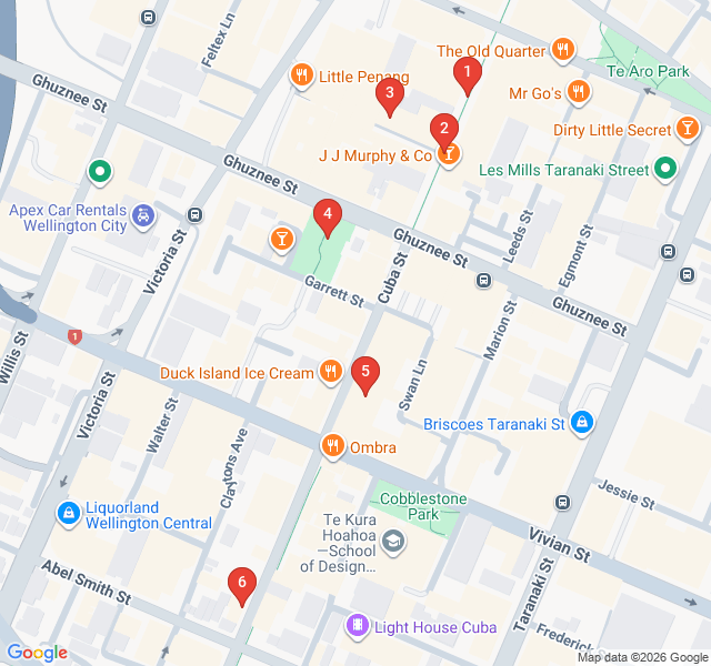 Route map for Cuba Street Bohemian Secrets