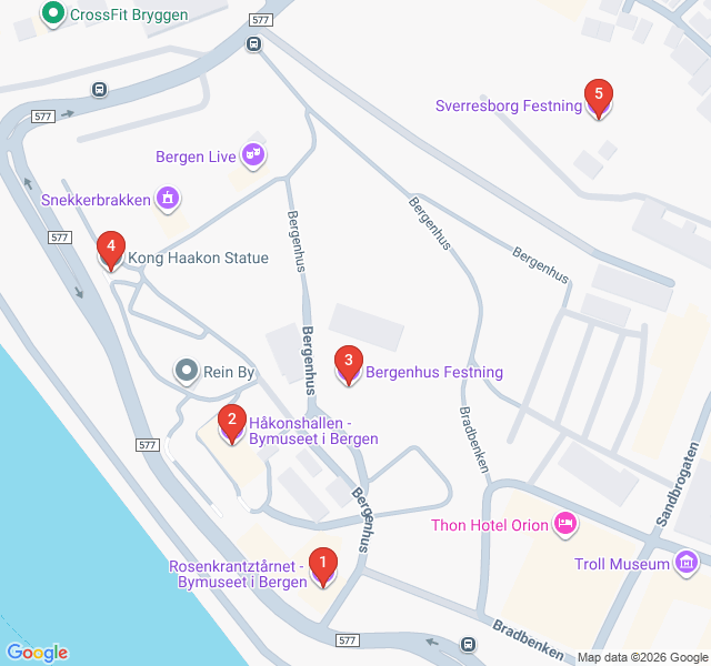 Route map for Medieval Might: The Bergenhus Fortress Trail