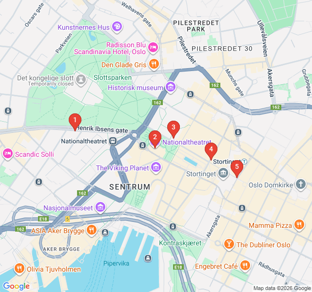 Route map for Ibsen’s Literary Promenade