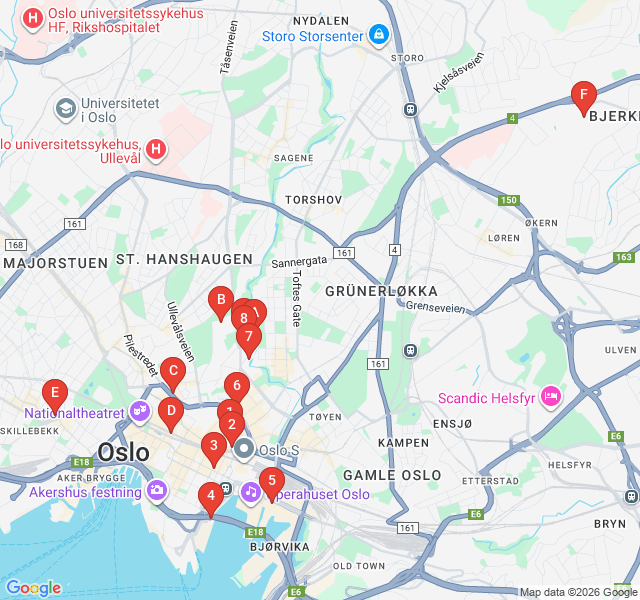 Route map for Oslo's Culinary Heart: Mathallen and Vulkan