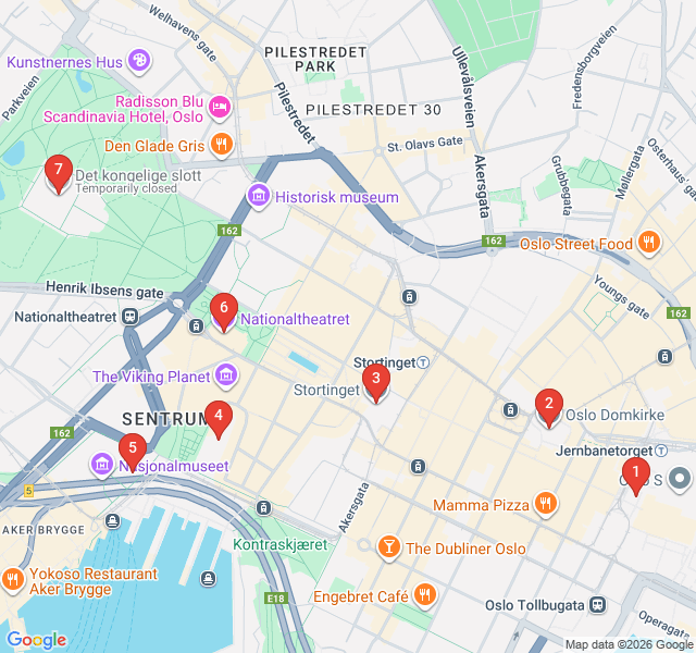 Route map for Power and Peace: The Royal Heart of Oslo