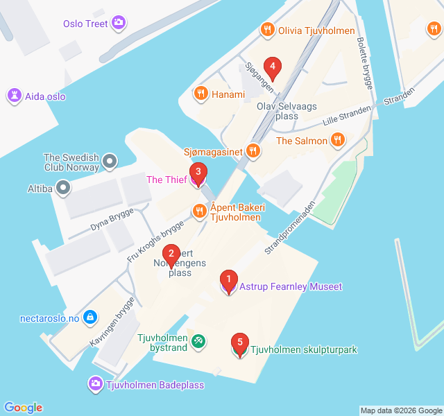 Route map for Tjuvholmen: Art on the Edge