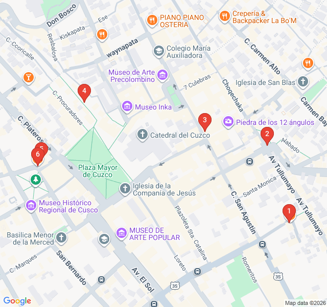 Route map for Beans and Bars: Coffee and Chocolate Trail