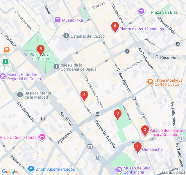 Route map for Incan Walls and Colonial Layers