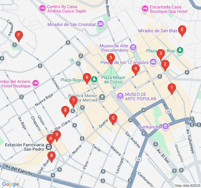 Route map for Flavors of the Andes: San Pedro Market Trail