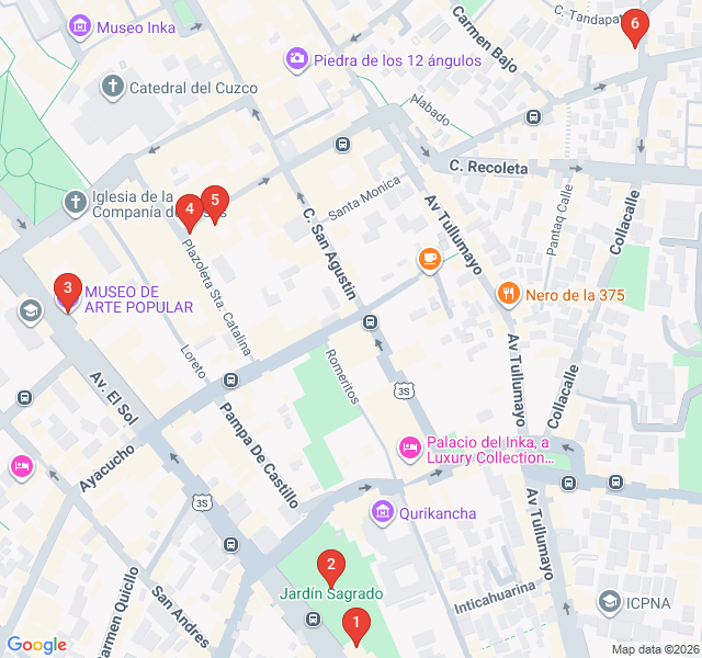 Route map for Woven History: Cusco’s Textile Heritage