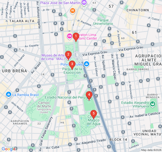Route map for Night Lights and Magic Water Fountains