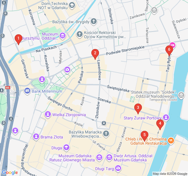 Route map for The Merchant's Larder: Gdansk Food Tour