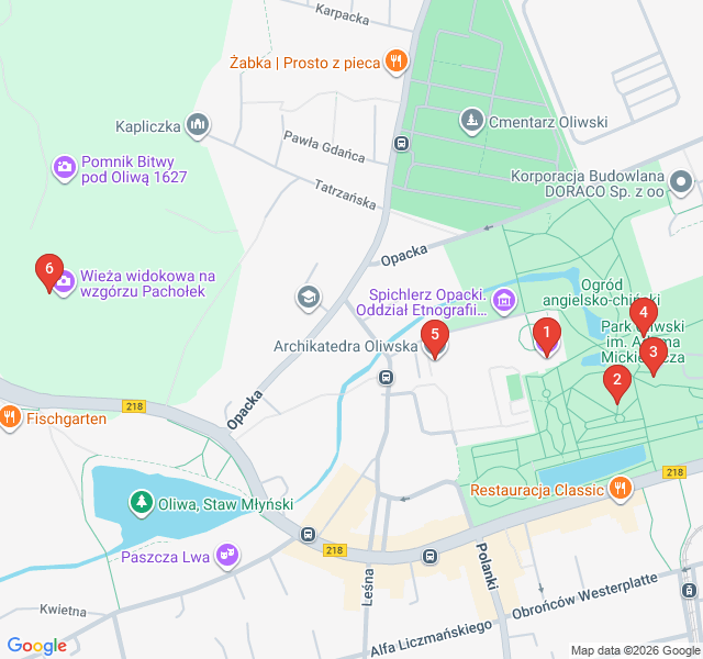 Route map for Monastic Peace: The Oliwa Sanctuary