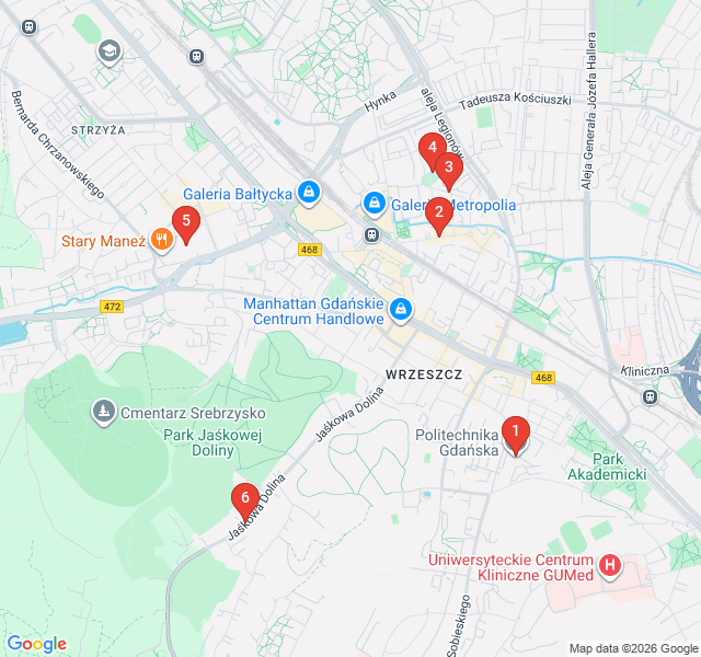 Route map for Wrzeszcz: Literature and Bohemian Vibes