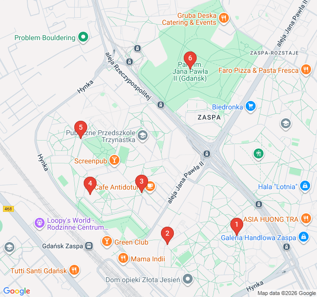 Route map for Zaspa Mural Metropolis