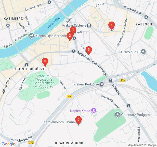 Route map for Shadows of the Ghetto: Podgórze