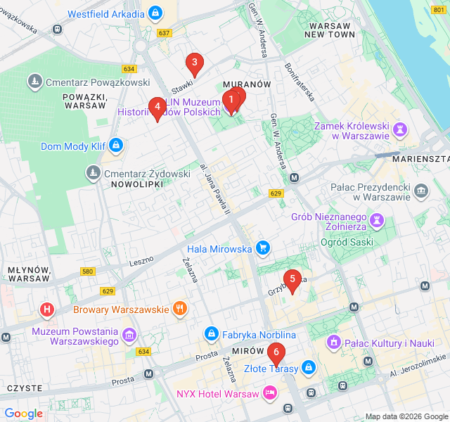 Route map for Echoes of the Ghetto: A Journey Through Muranów