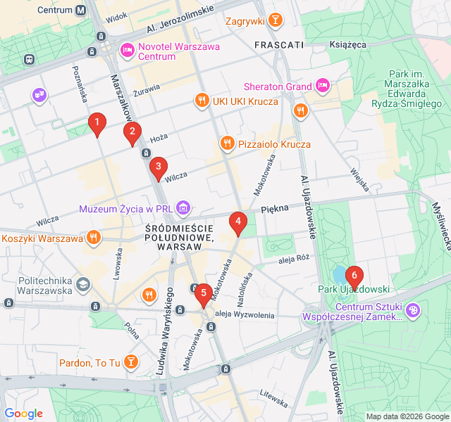 Route map for Secret Courtyards of Southern Downtown