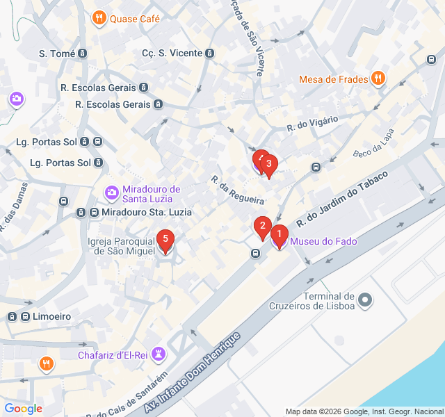 Route map for Echoes of Fado: A Soulful Walk Through Alfama