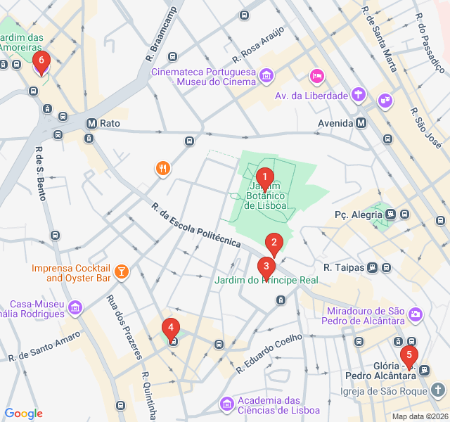 Route map for Palatial Splendor and Botanical Wonders of Príncipe Real