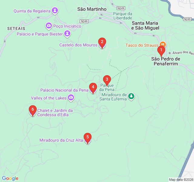Route map for Romantic Peaks and Royal Retreats
