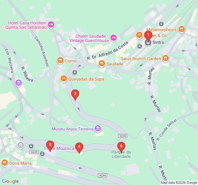 Route map for Sculptures and Springs of Volta do Duche