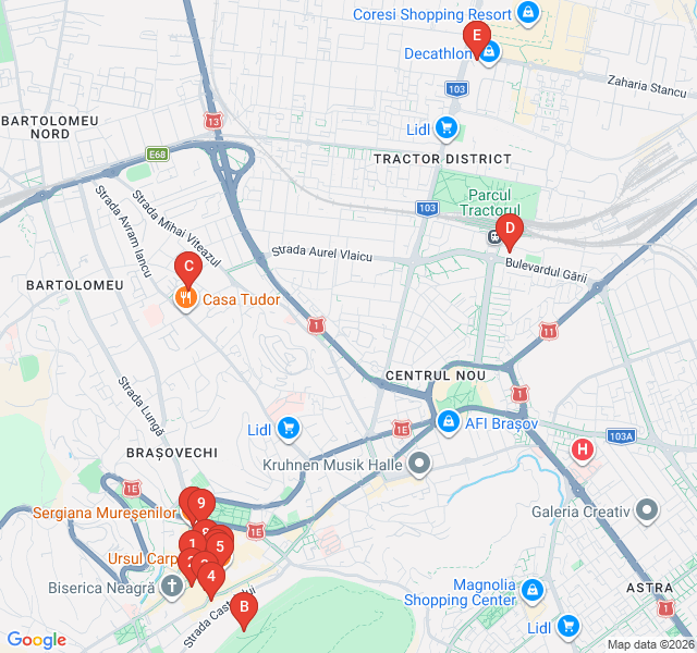 Route map for Brasov's Craft Beer and Wine Scene