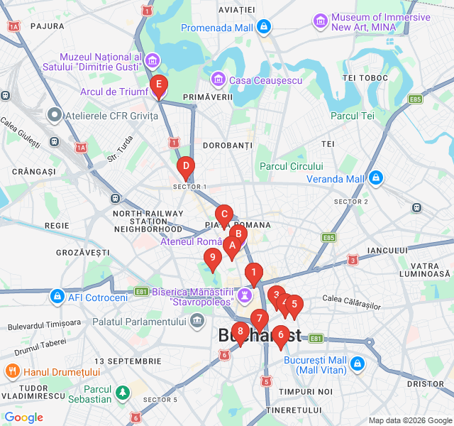 Route map for Echoes of the Past: Bucharest’s Jewish Heritage Trail