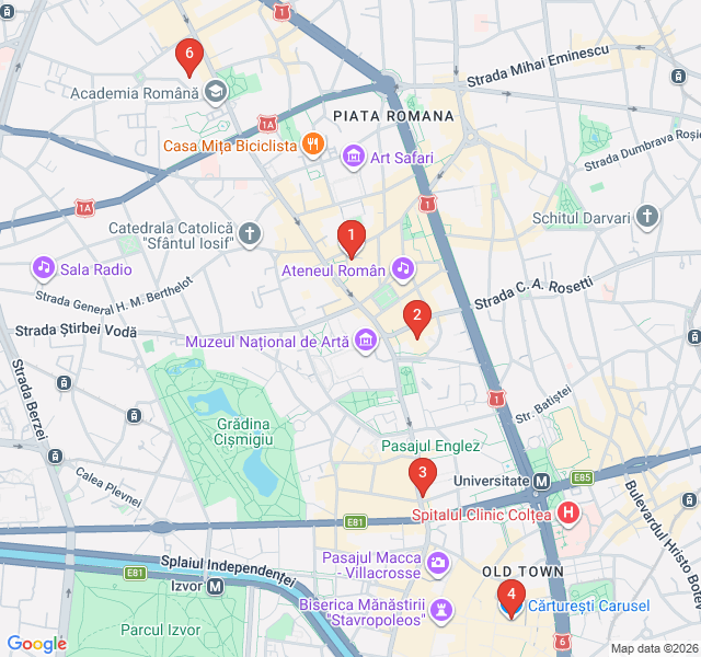 Route map for The Pens of Bucharest: Literary Landmarks and Intellectual Cafes