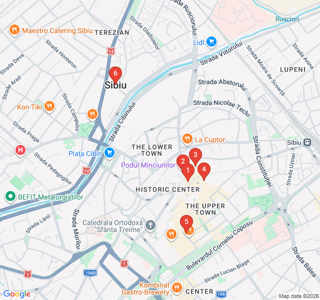 Route map for Bohemian Nights: Sibiu’s Best Courtyard Bars