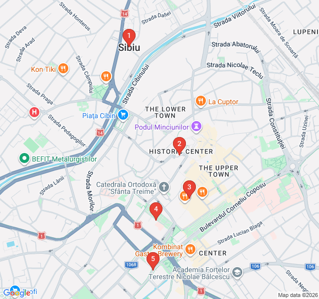 Route map for The Literary & Printing Heritage of Sibiu