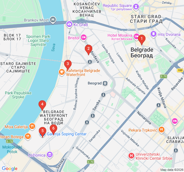 Route map for Belgrade Waterfront: The Future of the Sava