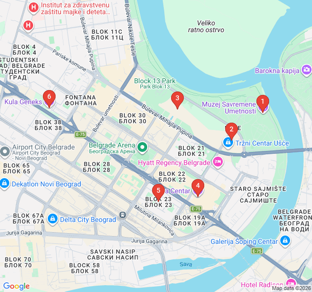 Route map for Concrete Giants: The Brutalist Icons of New Belgrade