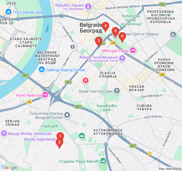 Route map for Yugo-Nostalgia: Walking Tito’s Socialist Legacy