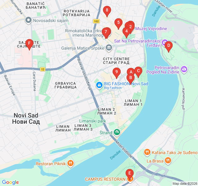 Route map for Passages and Patios: Hidden Dunavska