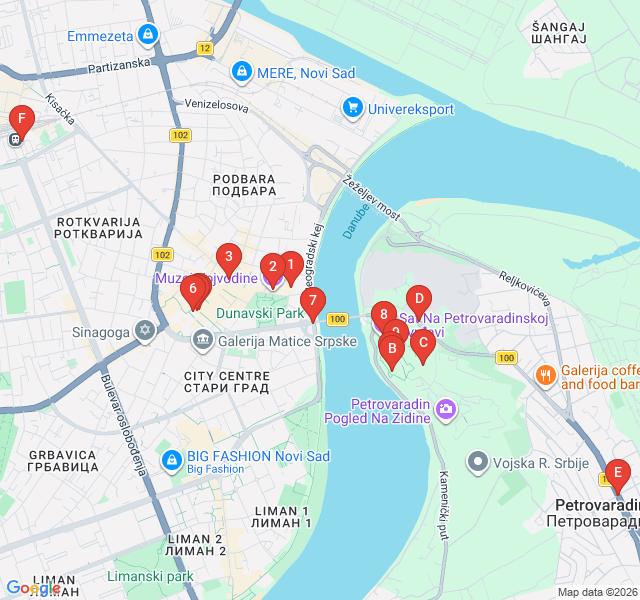 Route map for The Gibraltar on the Danube: Petrovaradin Fortress