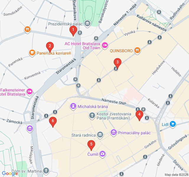 Route map for The Bohemian Cafe Culture Route