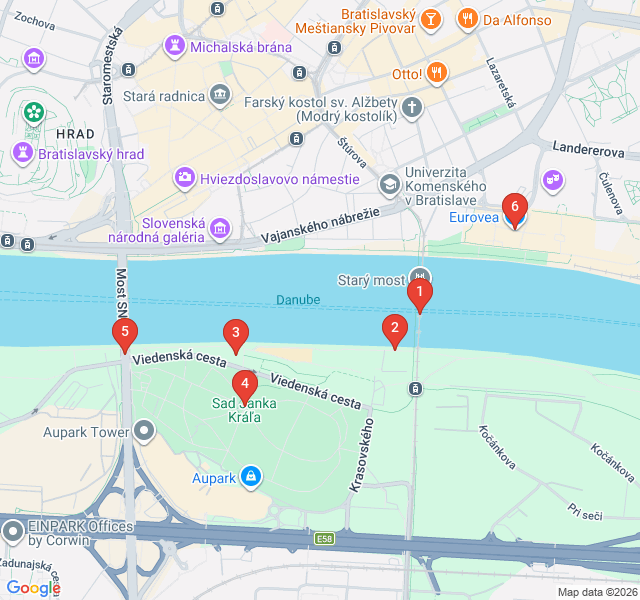 Route map for Danube Riverside and Green Escapes