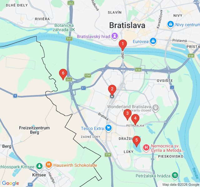 Route map for Petržalka: The Concrete Jungle and Beyond