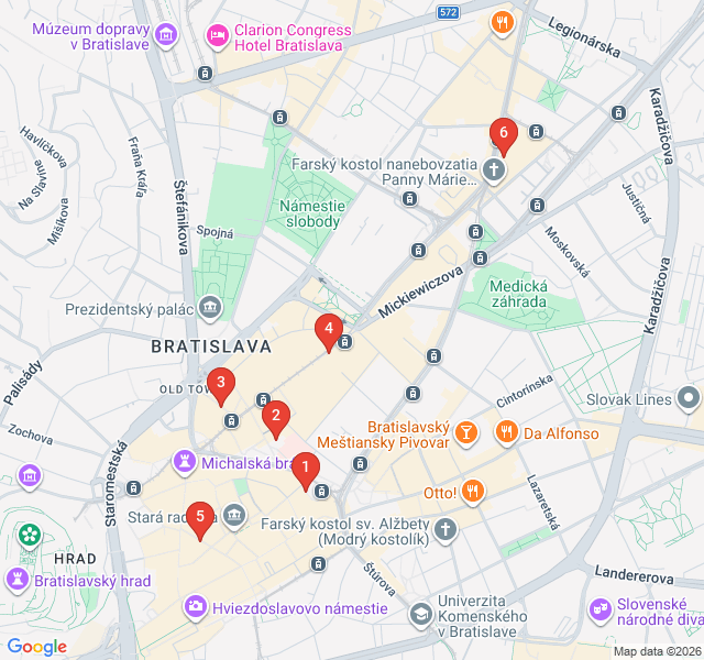 Route map for Slovak Flavors: Pubs and Dumplings