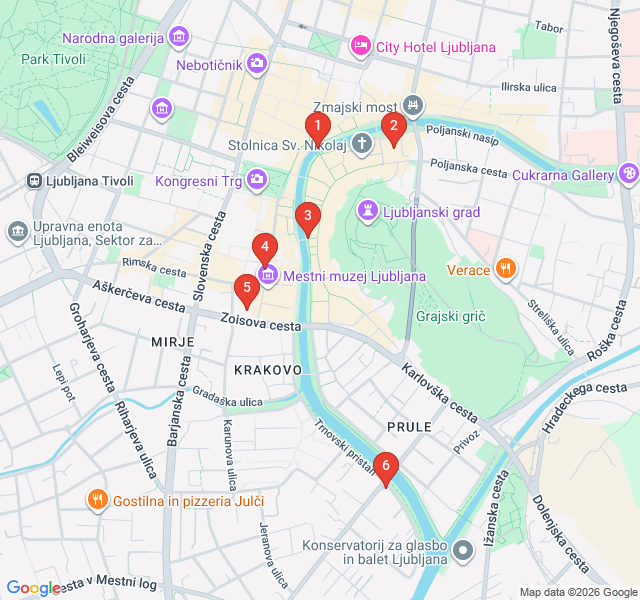 Route map for Jože Plečnik’s Architectural Legacy