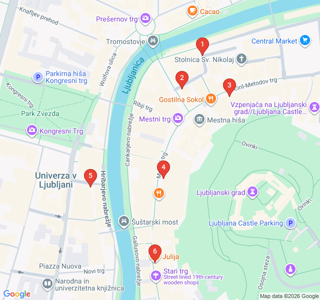 Route map for Culinary Delights Along the Ljubljanica