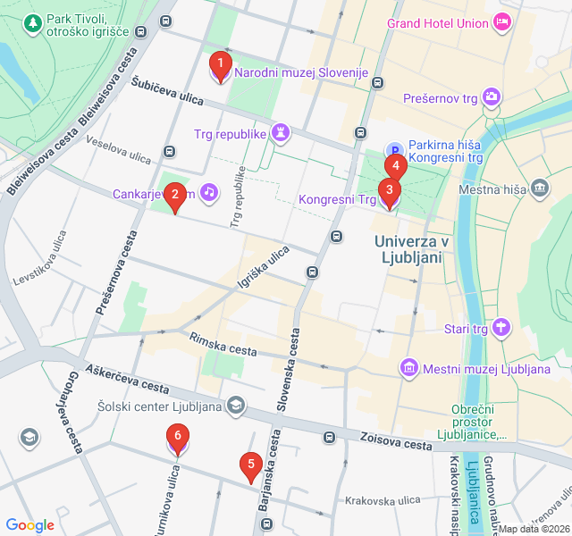 Route map for Tracing the Walls of Roman Emona